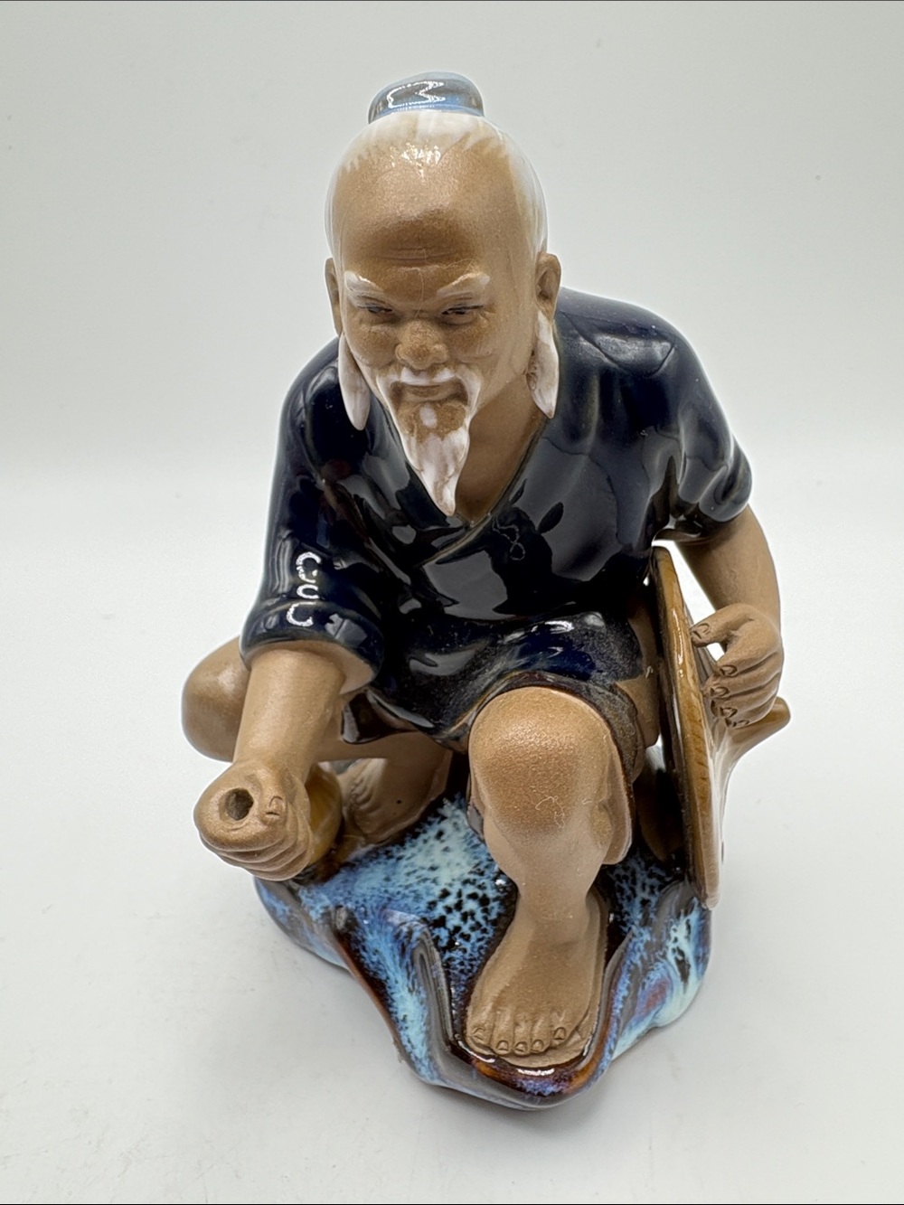 Shiwan Chinese Mudman Fishing Figurine